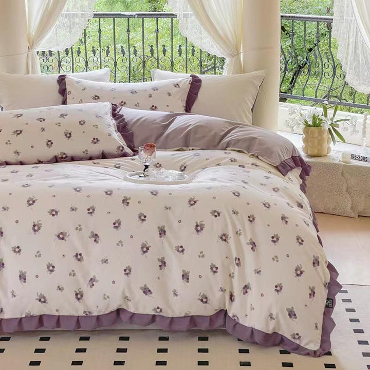 Fruit Ruched Bedding Set - Grape