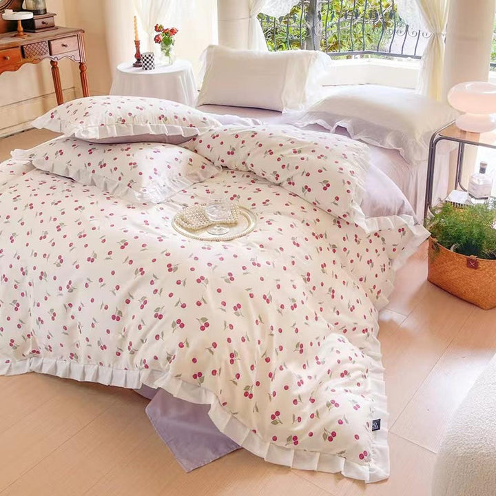 Fruit Ruched Bedding Set - Grape