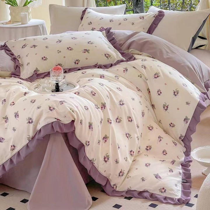 Fruit Ruched Bedding Set - Grape