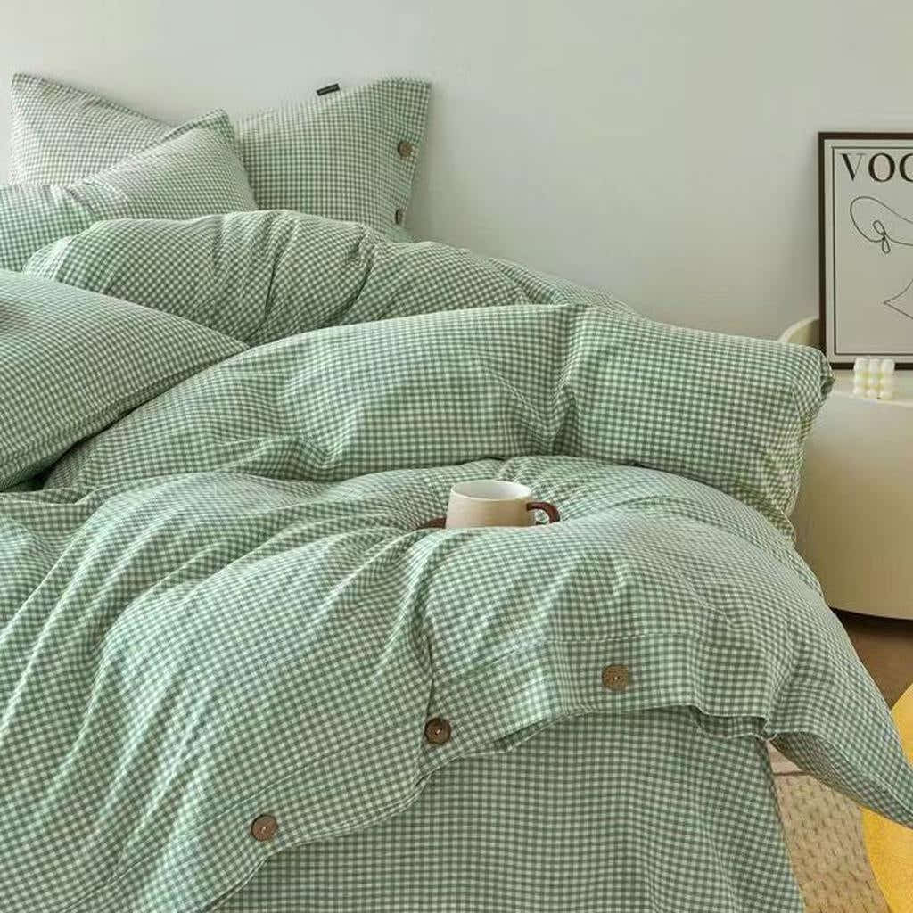 Gingham Bedding Set - Mint Green