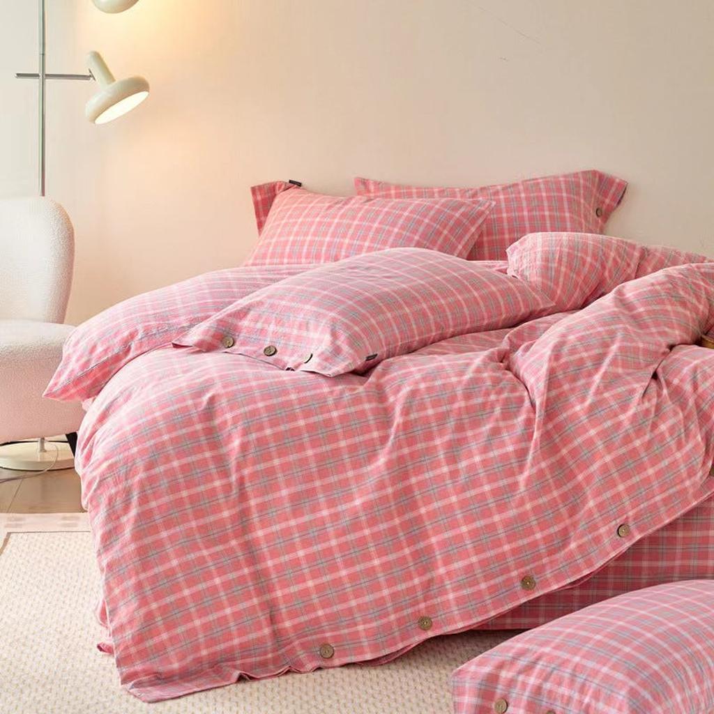Gingham Bedding Set - Grey