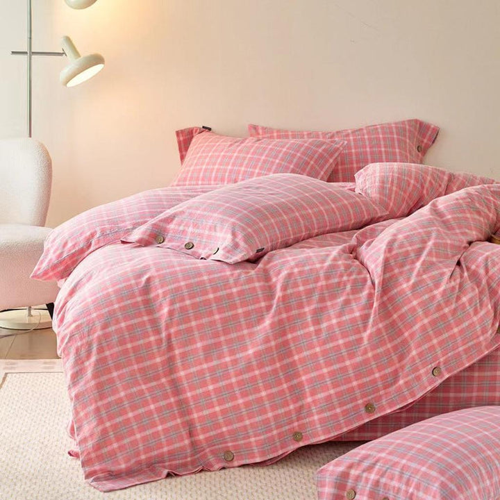 Gingham Bedding Set - Grey