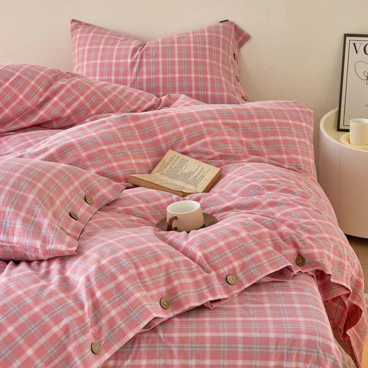 Gingham Bedding Set - Grey