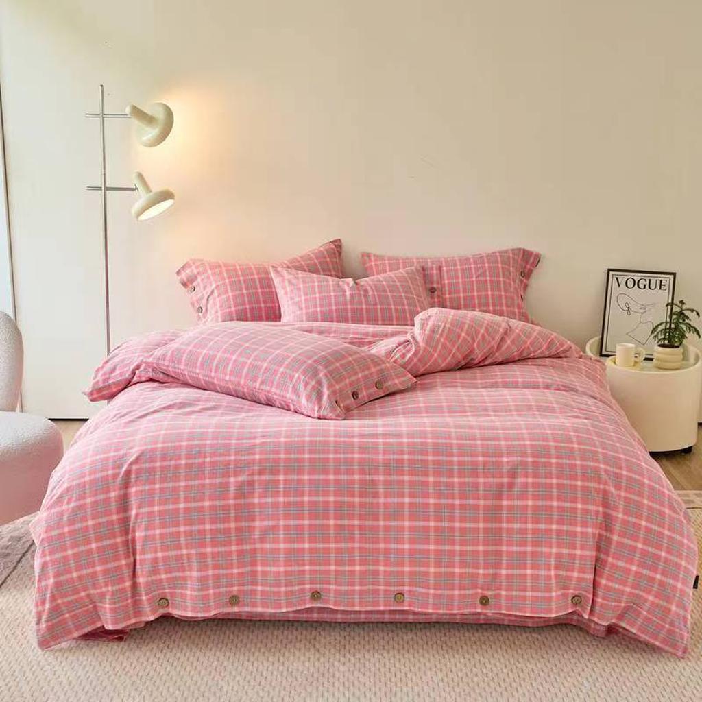Gingham Bedding Set - Grey