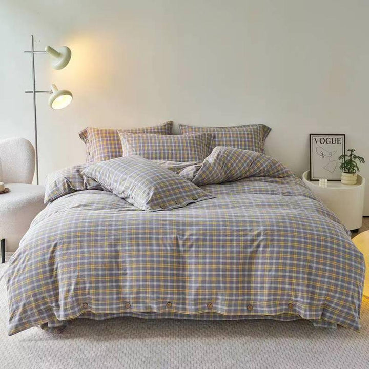 Gingham Bedding Set - Grey