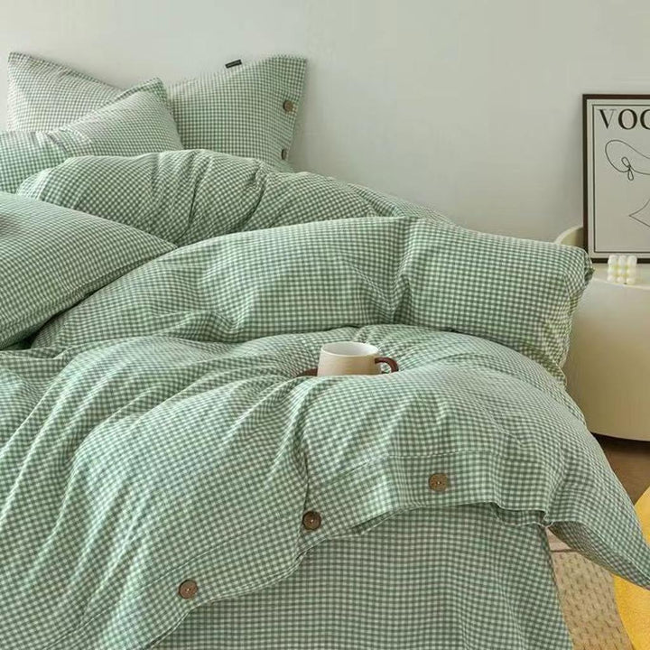 Gingham Bedding Set - Grey