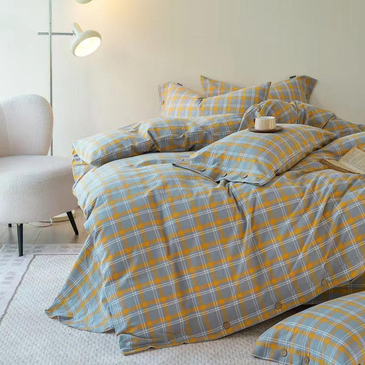 Gingham Bedding Set - Grey