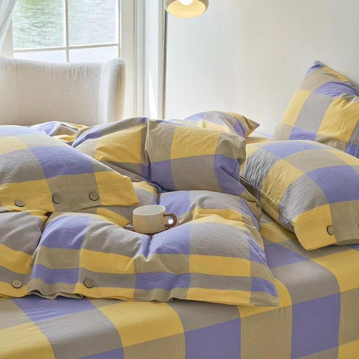 Gingham Bedding Set - Grey