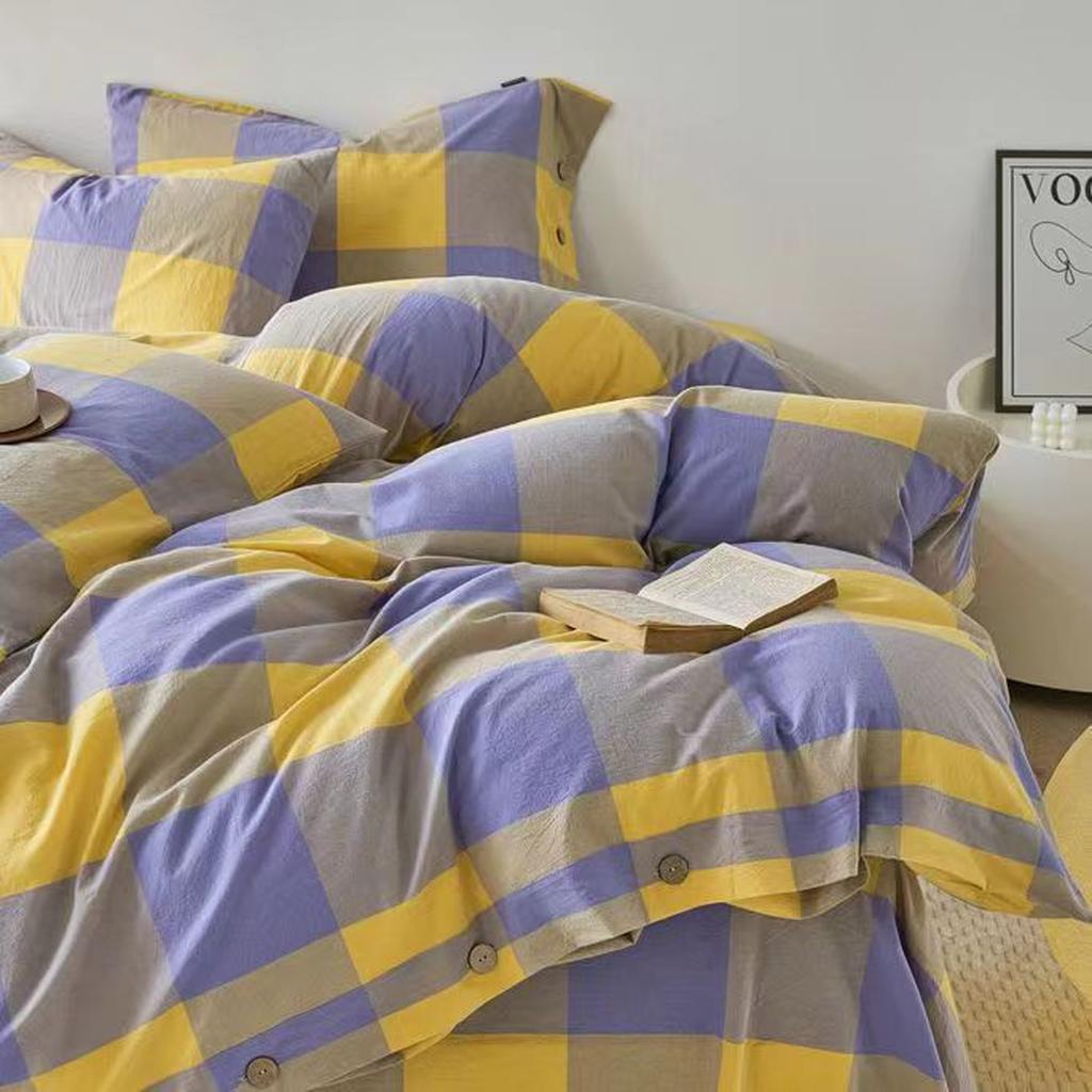 Gingham Bedding Set - Grey