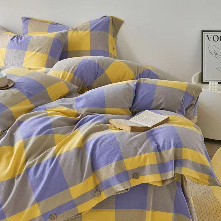 Gingham Bedding Set - Grey