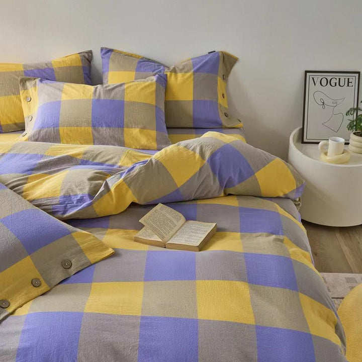 Gingham Bedding Set - Grey