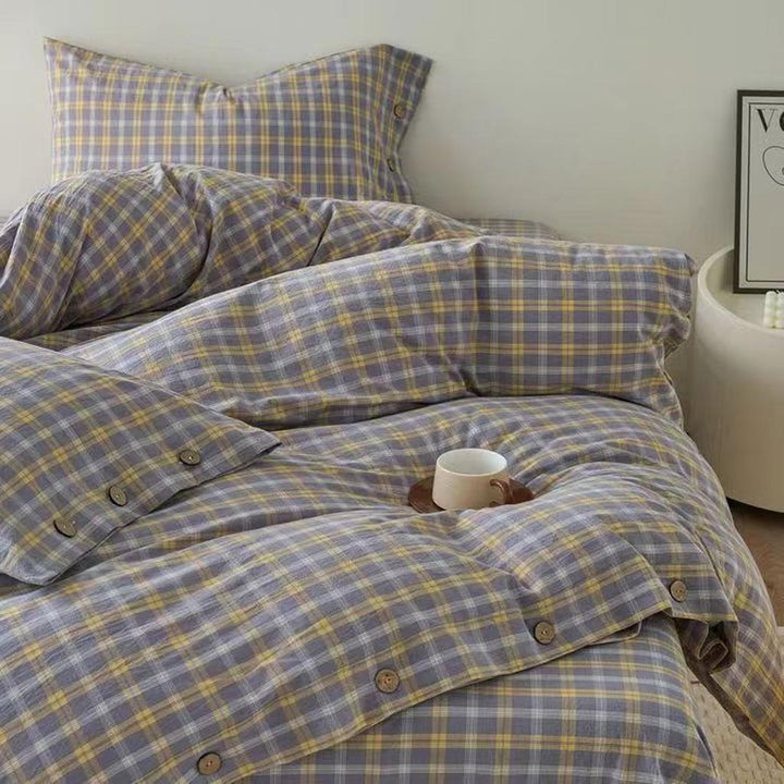Gingham Bedding Set - Grey