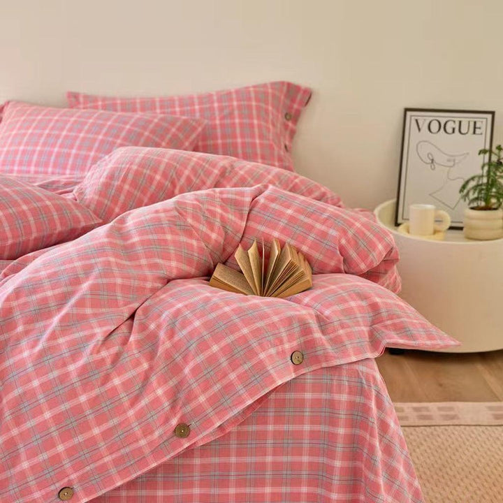 Gingham Bedding Set - Grey