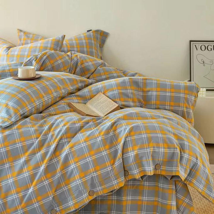 Gingham Bedding Set - Grey