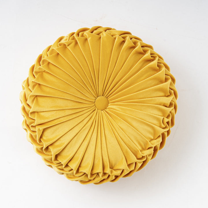 Colorful Round Pleated Velvet Cushion