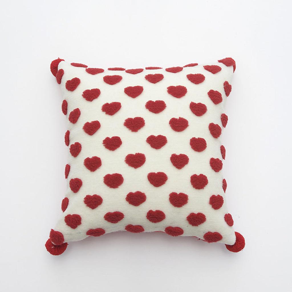 Heart Tufted Throw Pillow with Pom-pom