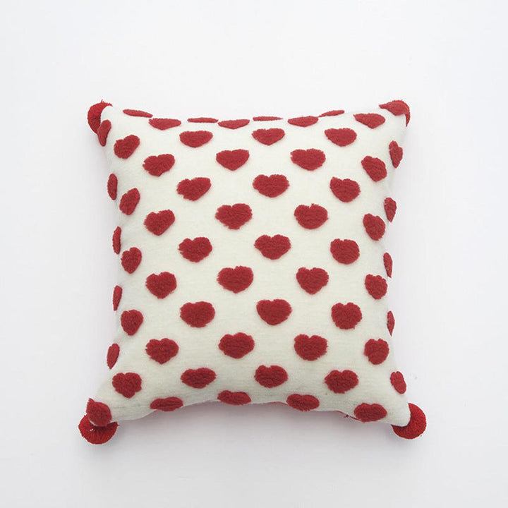 Heart Tufted Throw Pillow with Pom-pom
