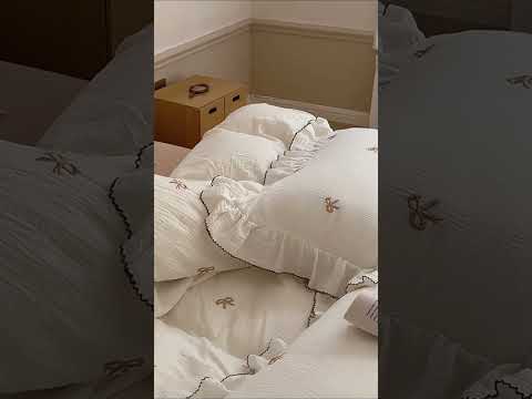 Coquette Bow Embroidery Bedding Set.