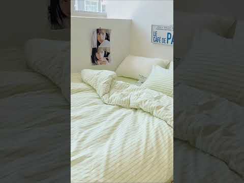 Green Striped Bedding Set.