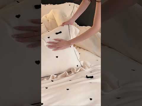 Soft Heart Embroidery Ruffle Bedding Set.