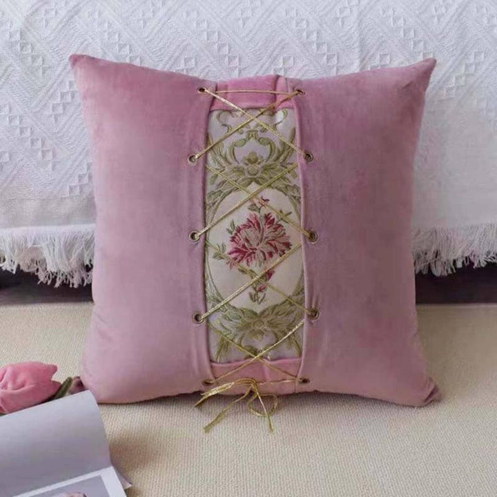 Lace-up Décor Throw Pillow - Pink