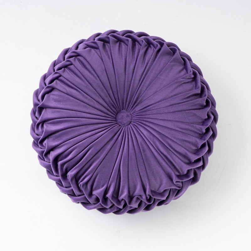 Colorful Round Pleated Velvet Cushion