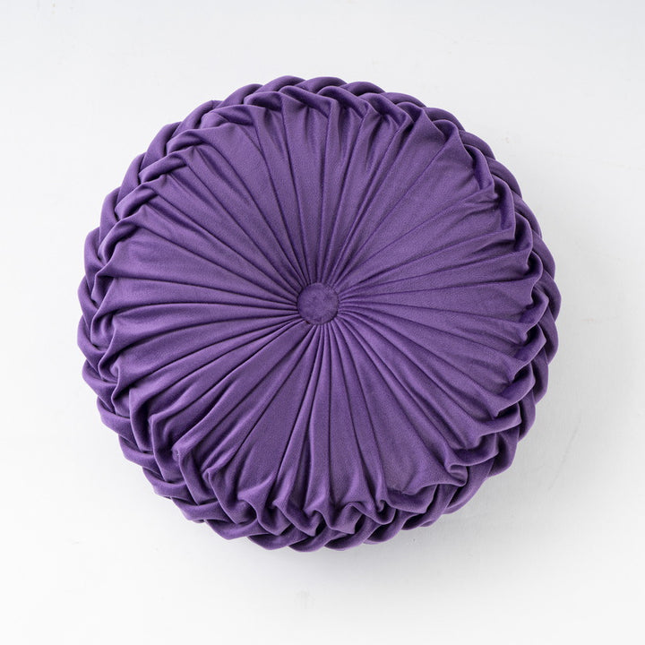 Colorful Round Pleated Velvet Cushion