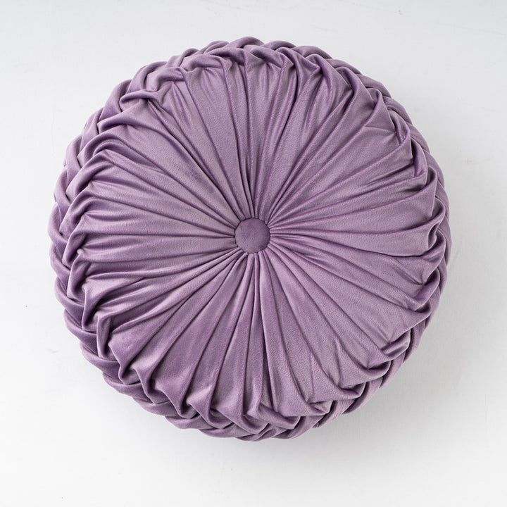 Colorful Round Pleated Velvet Cushion