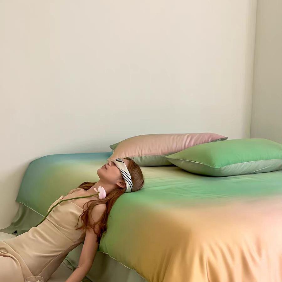 Luxury Ombre Aurora Duvet Cover - Green