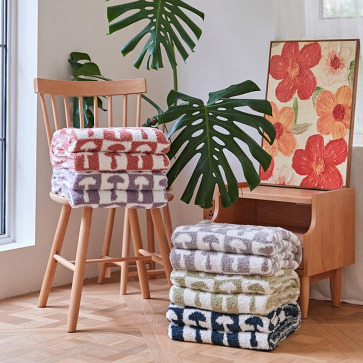 Mushroom Throw Blanket (Yellow- green)