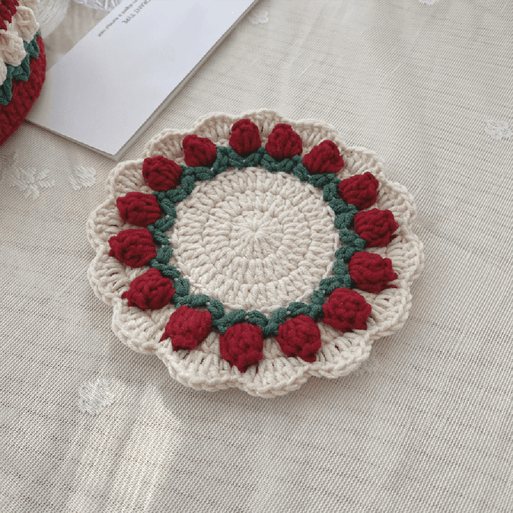 Rose Collection - Handmade Crochet Storage Basket - Burgundy