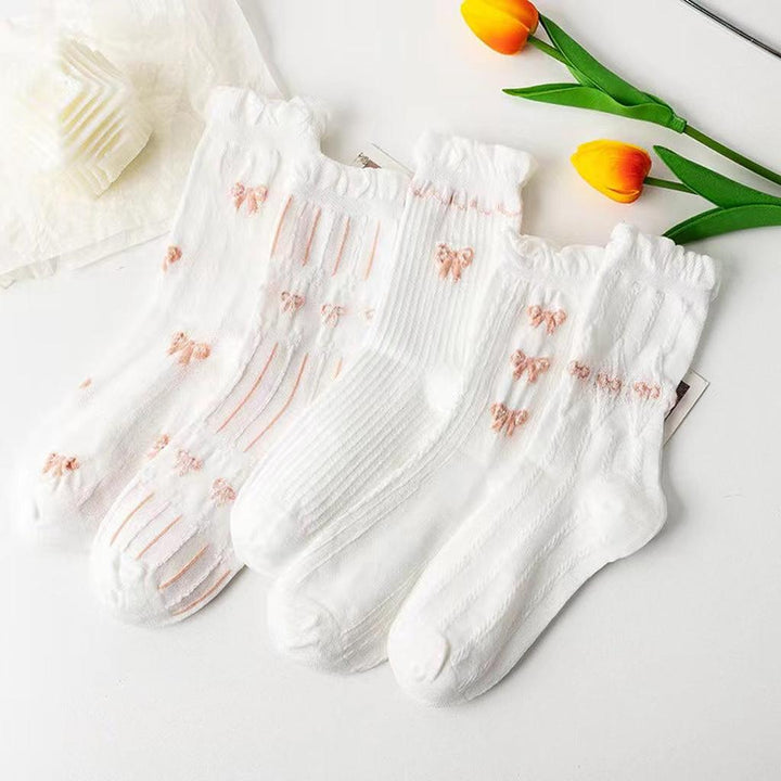 Ruffle Pink Bow Socks 5-pack
