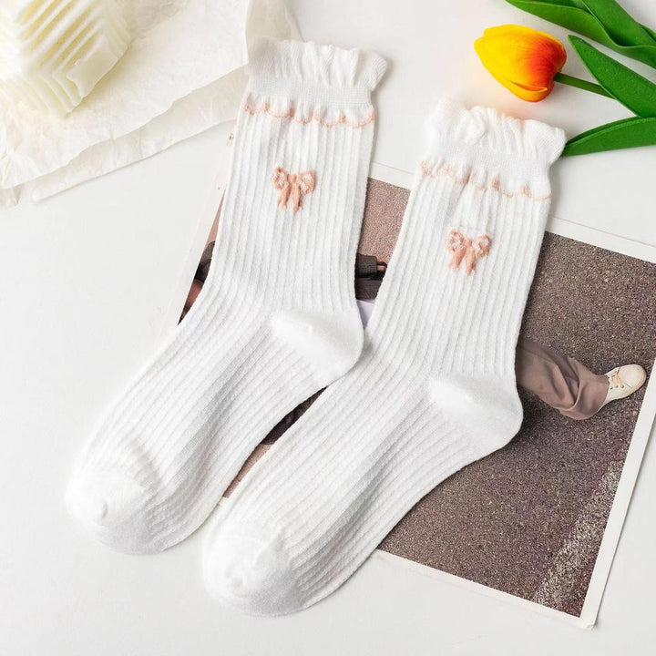 Ruffle Pink Bow Socks 5-pack