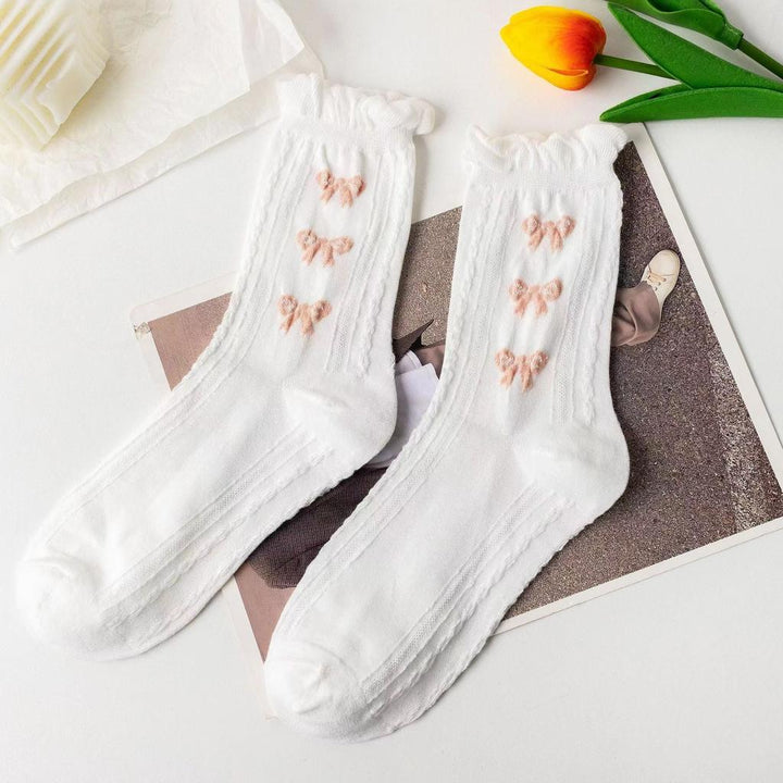 Ruffle Pink Bow Socks 5-pack