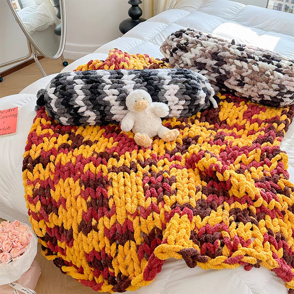 Tie-dyed Chunky Knitted Blanket