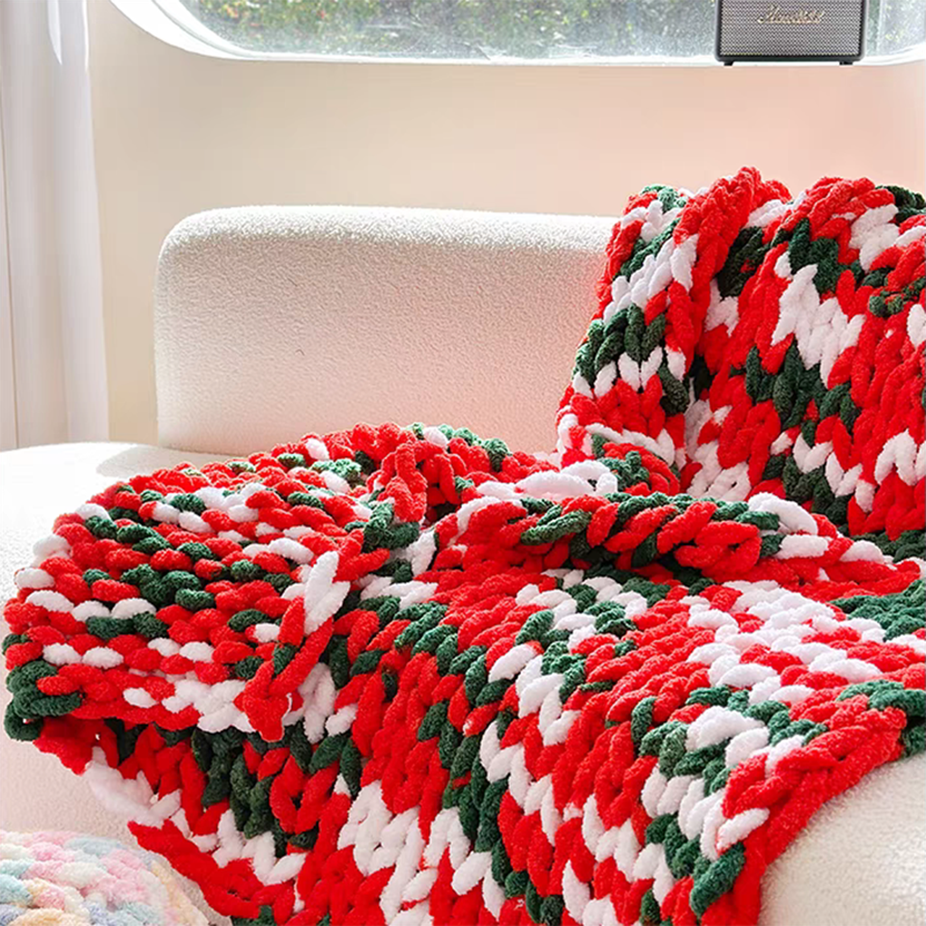 Tie-dyed Chunky Knitted Blanket