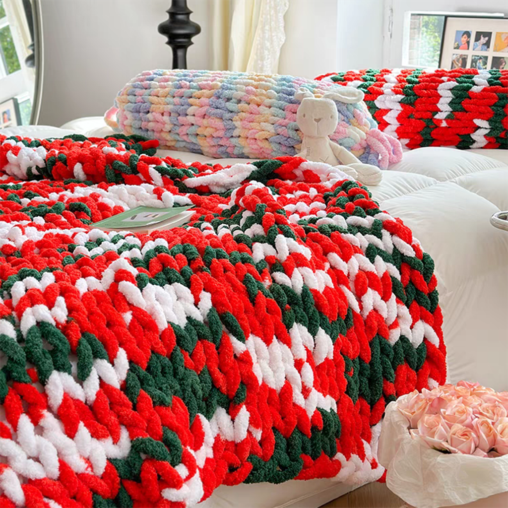 Tie-dyed Chunky Knitted Blanket