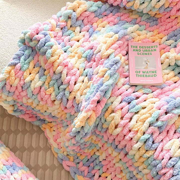 Tie-dyed Chunky Knitted Blanket