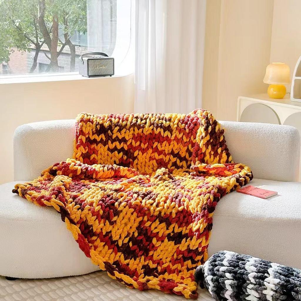Tie-dyed Chunky Knitted Blanket