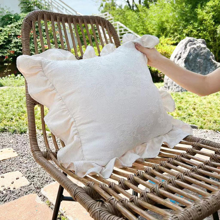 Vintage Jacquard Ruffle Throw Pillow