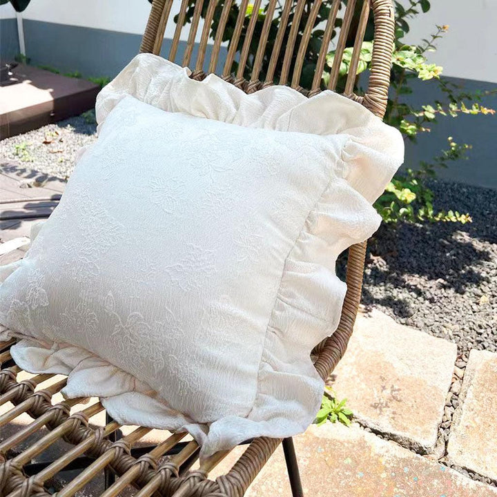 Vintage Jacquard Ruffle Throw Pillow