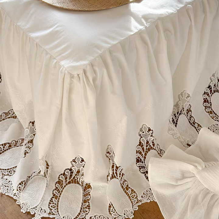 White French Lace Ruffle Duvet Cover