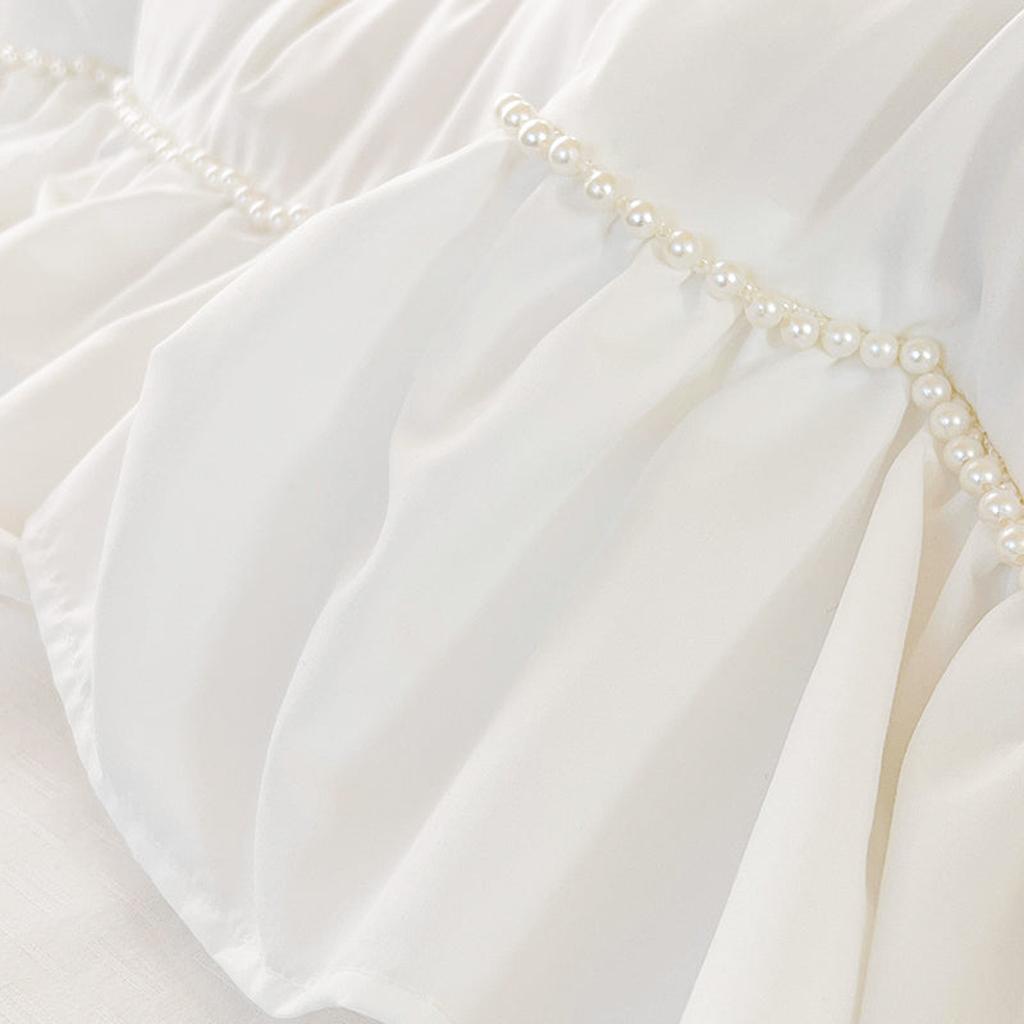 White Shabby Chic Pearl Beaded Duvet Cover Set