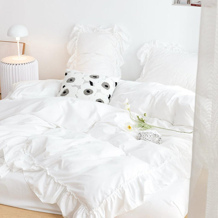 White Shabby Chic Ruffle Duvet Cover Set