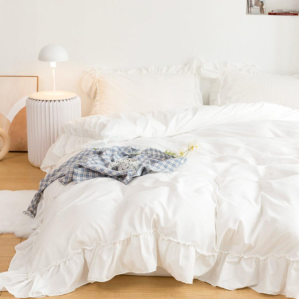 White Shabby Chic Ruffle Duvet Cover Set