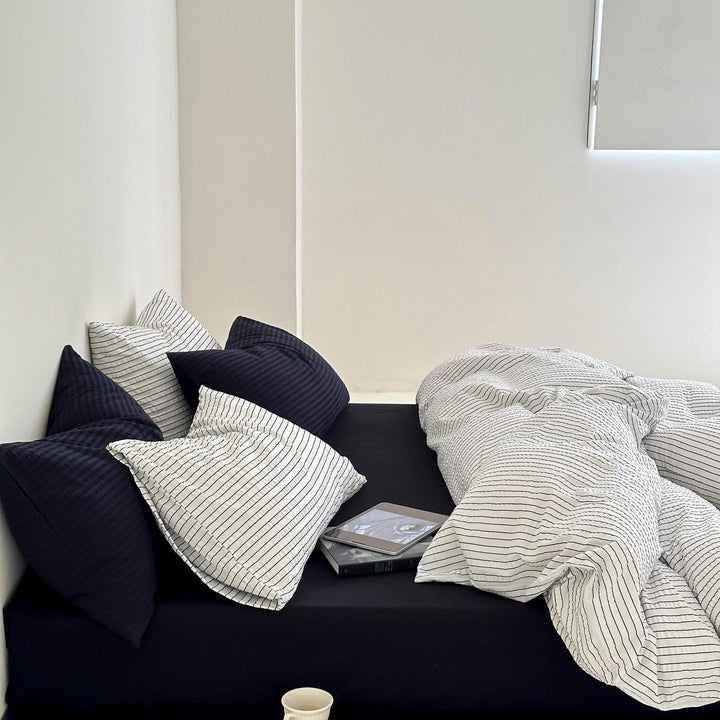 Coastal Mist Stripe Seersucker Duvet Cover