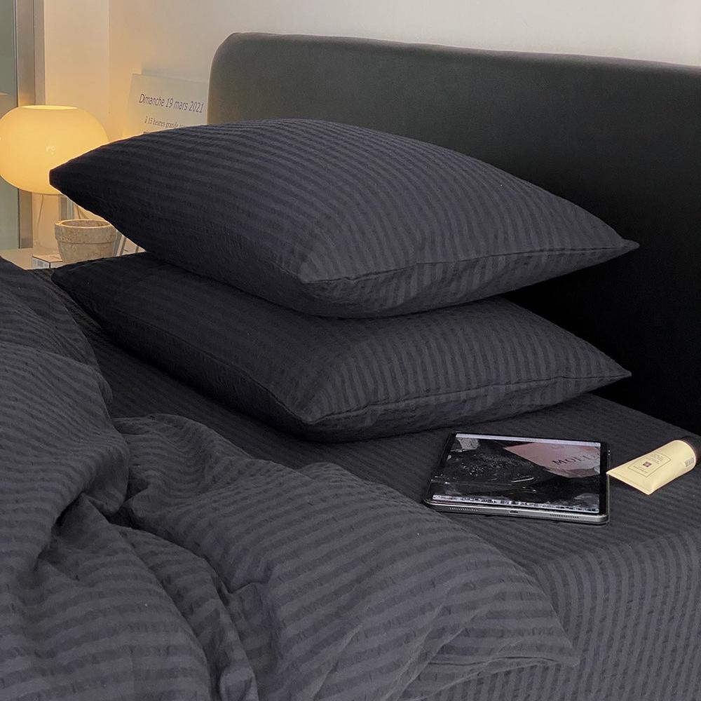 Midnight Stripe Seersucker Duvet Cover