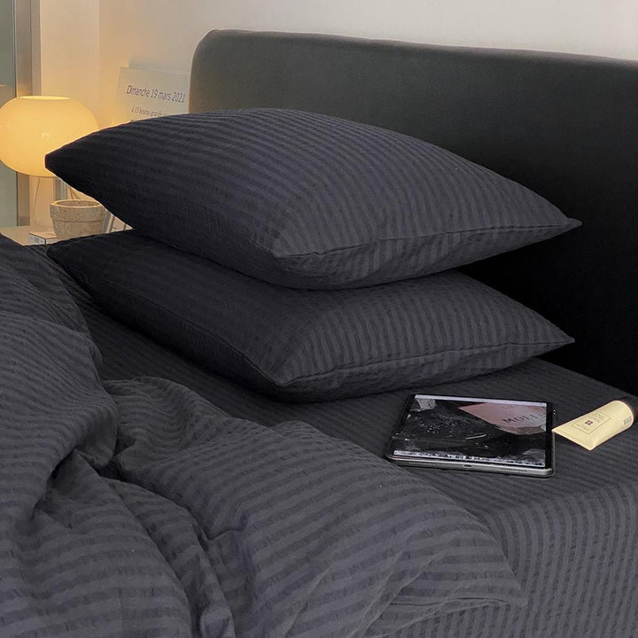 Midnight Stripe Seersucker Duvet Cover