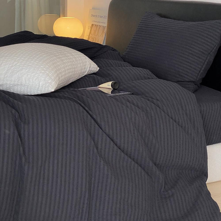 Midnight Stripe Seersucker Duvet Cover