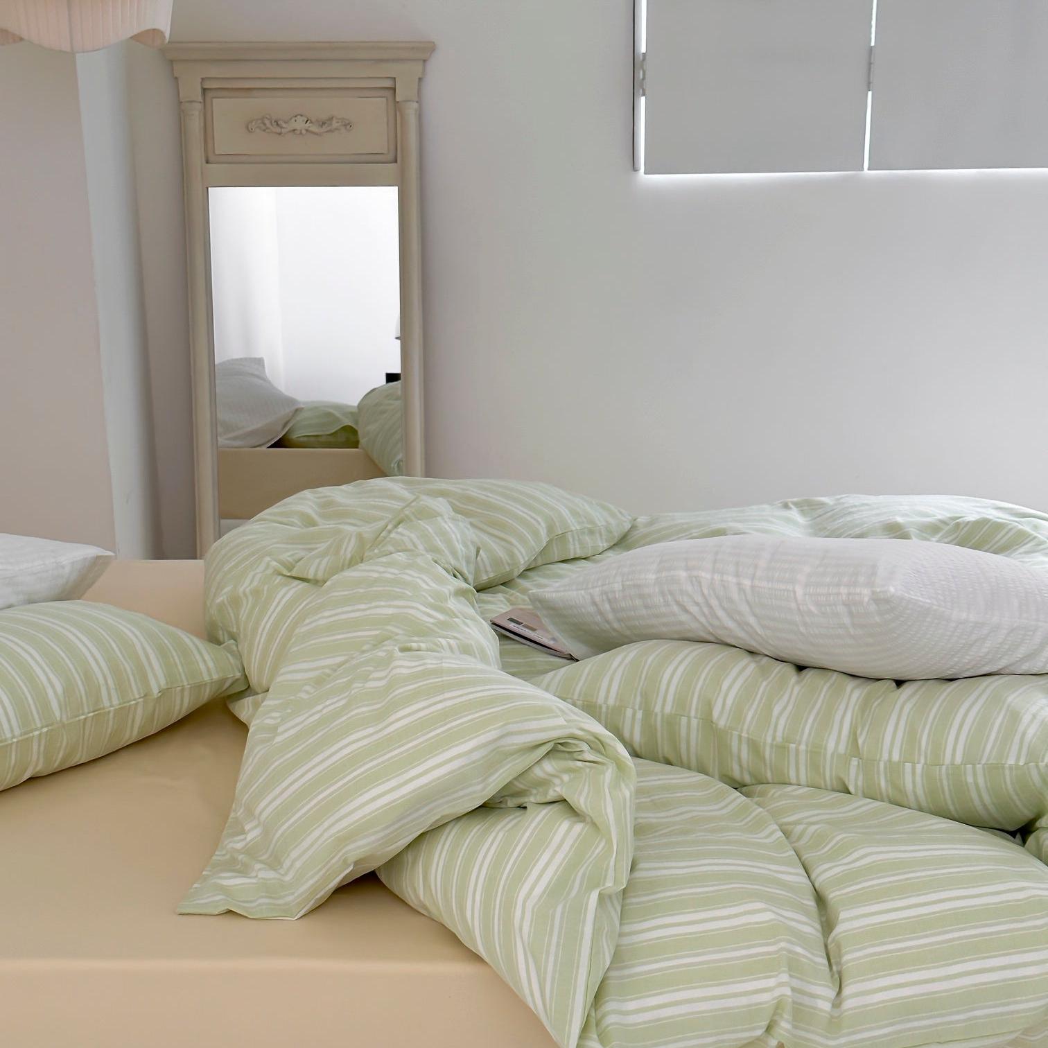 Willow Breeze Stripe Washed Cotton Duvet Cover Set